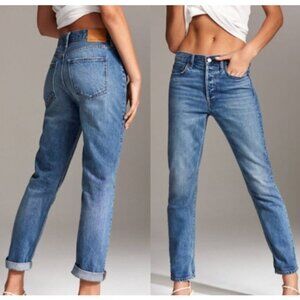 Denim Forum The Ex Boyfriend Jeans High Rise Relaxed Straight 31 Blue